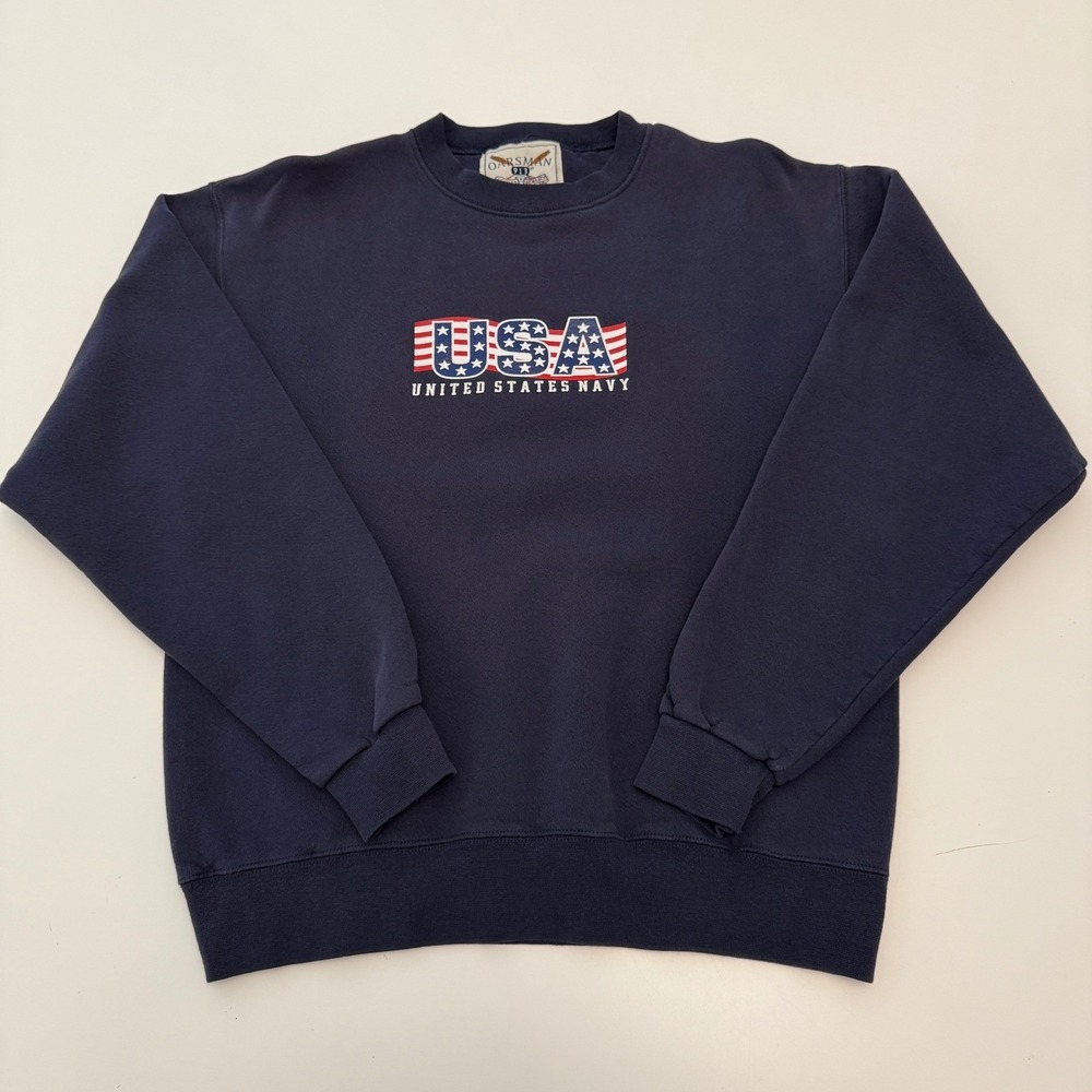 Oarsman 913 United States Navy Navy Blue Cotton Blend Sweatshirt Mens Size M